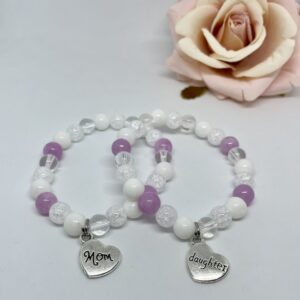 Különleges szépség, lila jadeval - anya-lánya karkötő szett