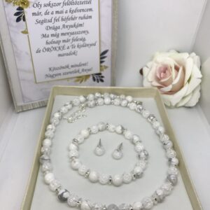 White menyasszony örömanya ásvány ékszer szett