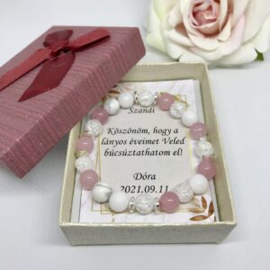 Pink lánybúcsús ásvány karkötő