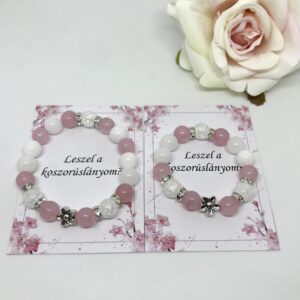 Pink koszorúslány felkérő karkötő kis virággal