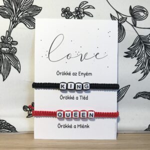 Fekete-piros King&Queen karkötő szett