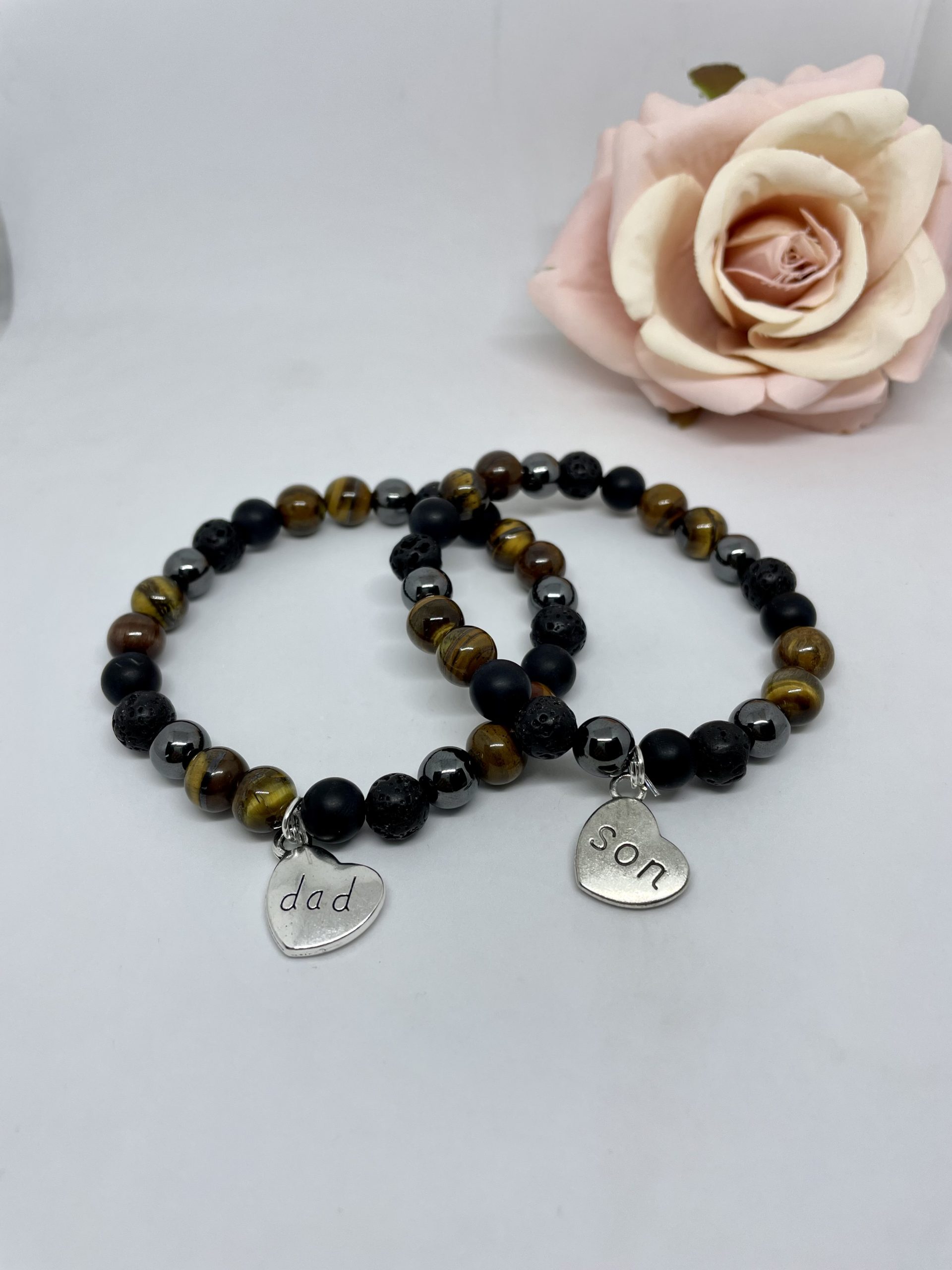 Apa-fia karkötő szett barna tigrisszemmel