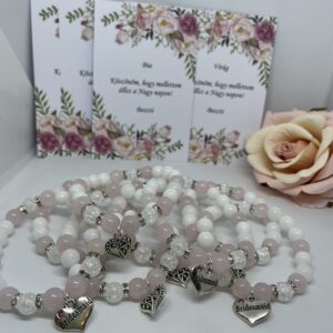 Pink-white koszorúslány karkötő