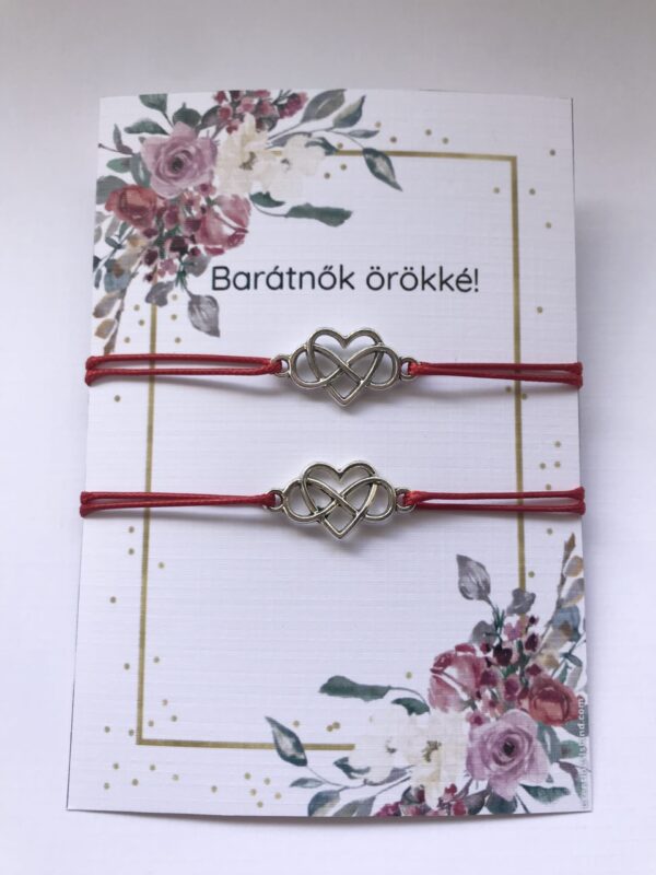 Barátnők örökké!-szív végleten jel szálas karkötő szett