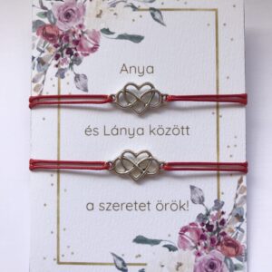Anya lánya- szív végtelen jel szálas karkötő szett
