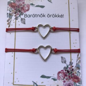 Barátnők örökké!-szív medál szálas karkötő szett