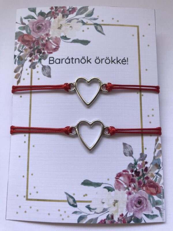 Barátnők örökké!-szív medál szálas karkötő szett