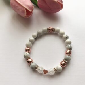 Howlit karkötő rose gold hematittal