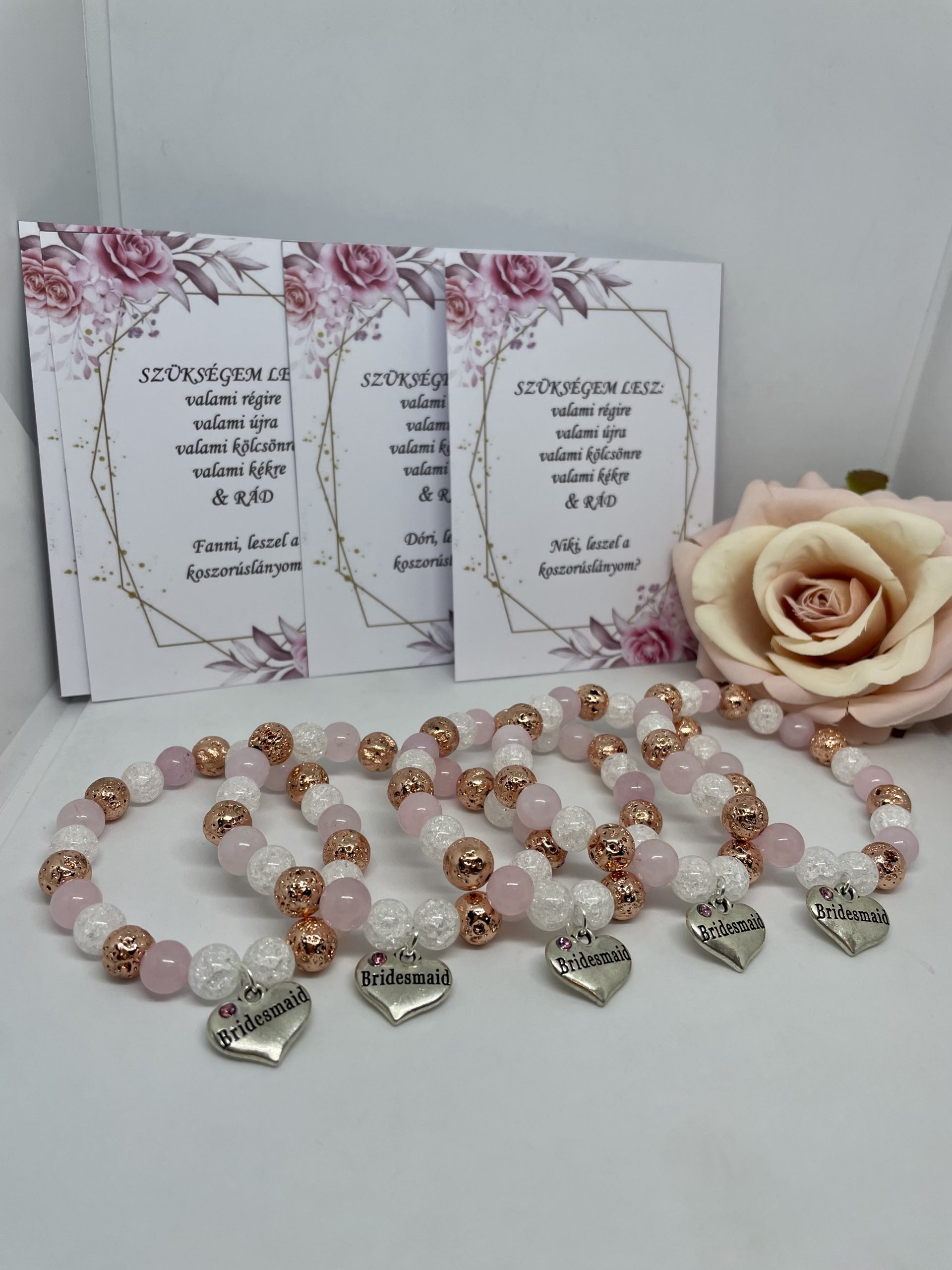 Rose gold koszorúslány felkérő ajándék karkötő