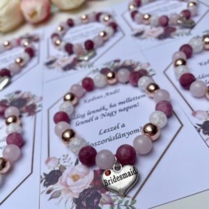 Bordó koszorúslány felkérő ajándék karkötő