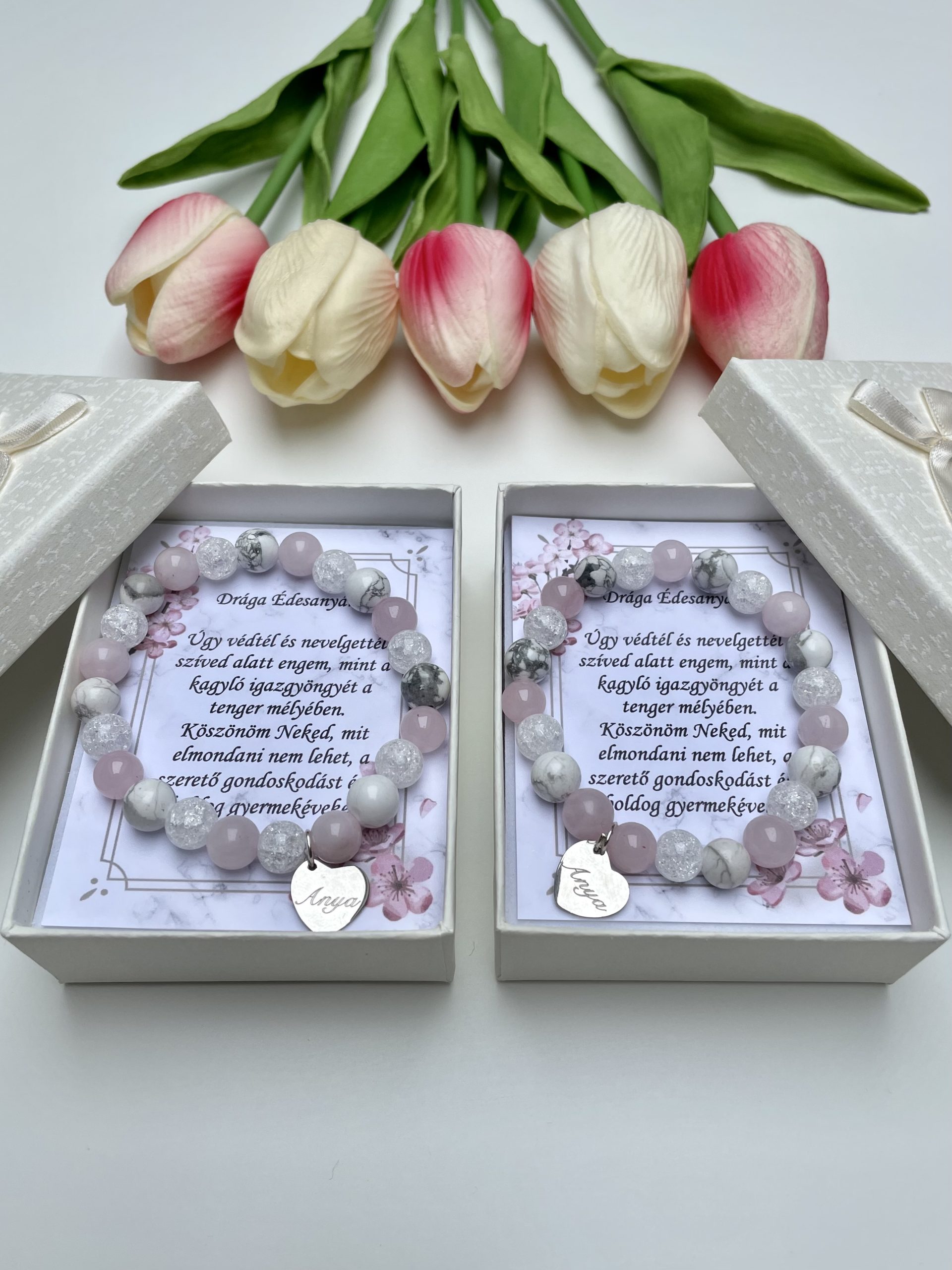 Szeretet örömanya karkötő szett - magyar medállal