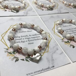 White-rose gold koszorúslány felkérő ásvány karkötő