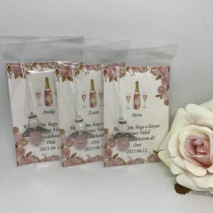 Rose and white angyalka ezüst szárnnyal - pezsgős kártyával