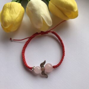 Rózsakvarc angyalos védelmező karkötő